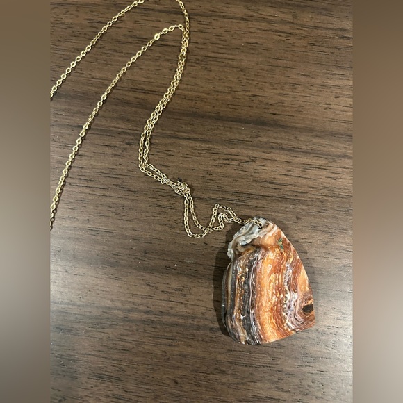 Sparkly Rock Crystal Necklace on a long Gold Chain - Picture 2 of 5